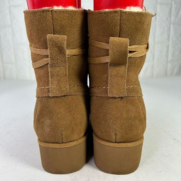 Bearpaw Women’s Krista Hickory Suede Lace Up Boots US 9 Brown Wedge Lined Boots - Picture 6 of 15